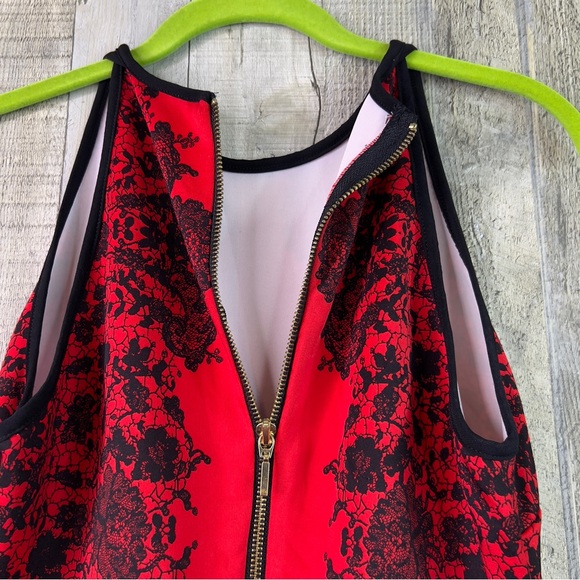 B. Darlin Red & Black Floral Printed Design Sleeveless Halter Neck BodyCon Dress - Picture 4 of 7